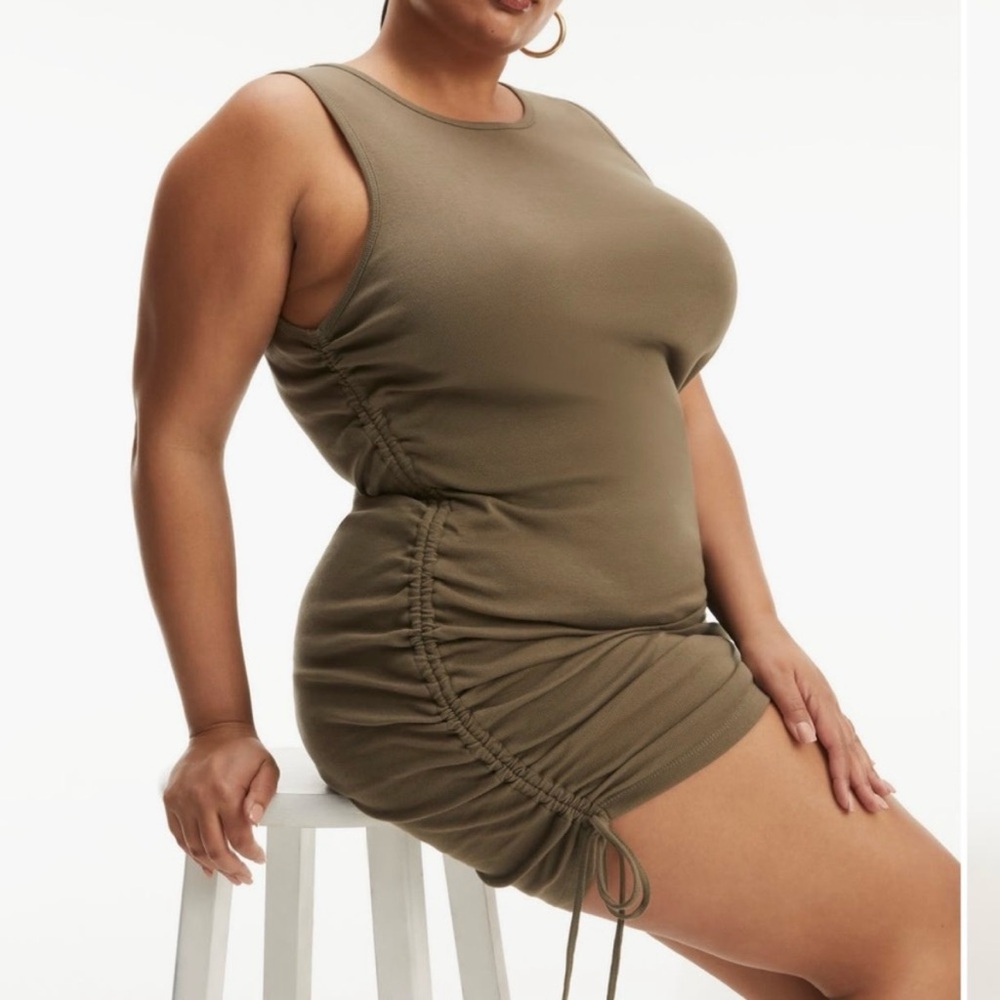 NWT Good American Olive Green Bodycon Dress - Picture 3 of 11